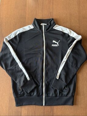 Puma Black Jacket with White Shoulder Stripes